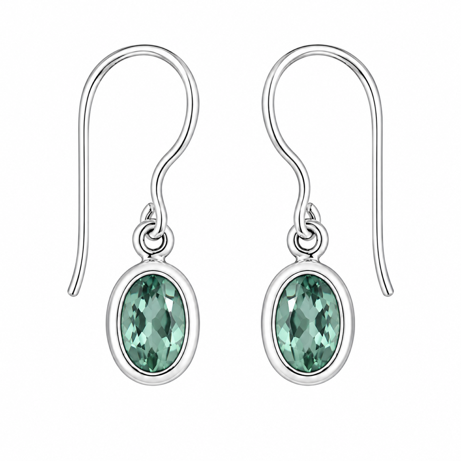 Fashion 82705-SP<br>LUNA FASHION earring double bezel w/ leverback oval 5x7mm - SILVER PLATED over brass - Image 6