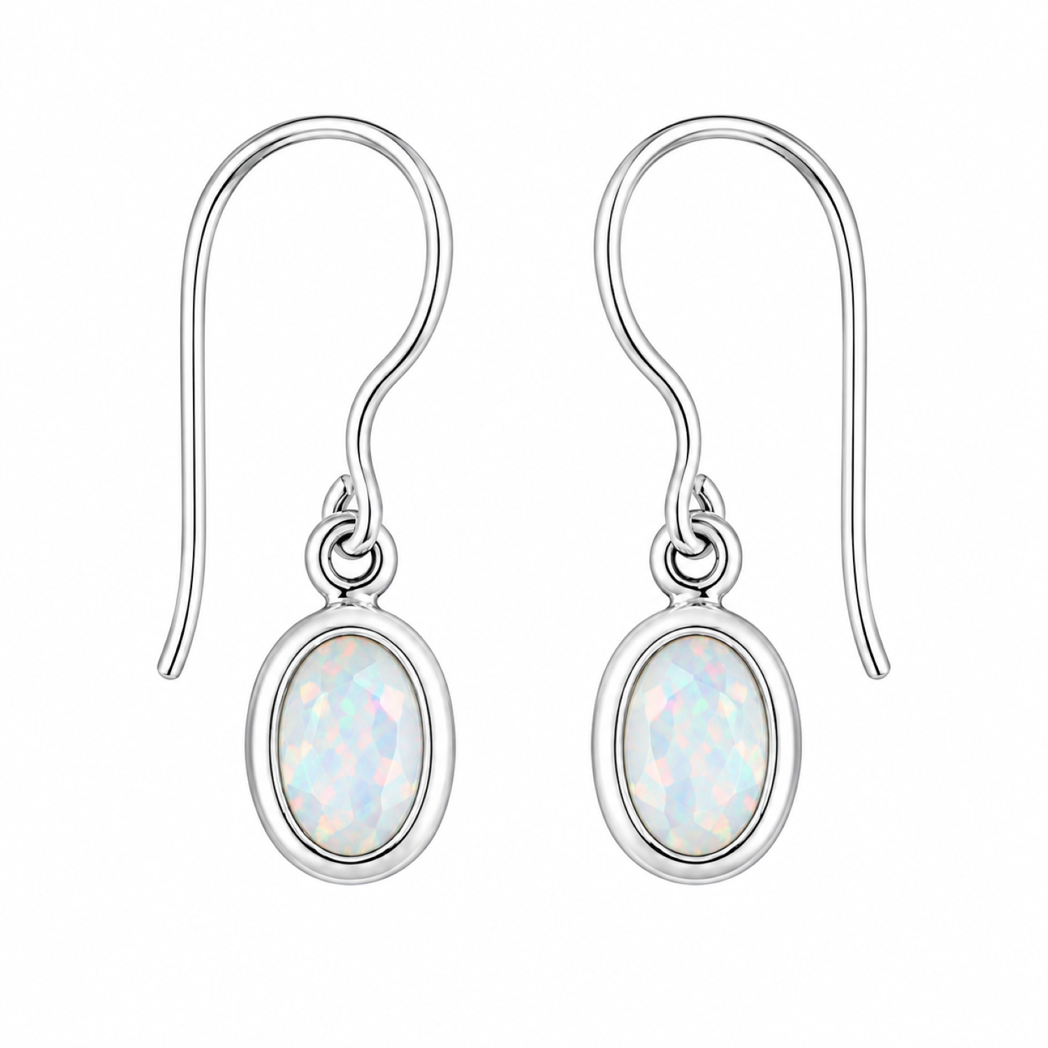 Fashion 82705-SP<br>LUNA FASHION earring double bezel w/ leverback oval 5x7mm - SILVER PLATED over brass - Image 7