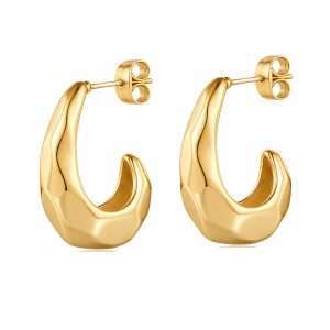 92292<br>earring oval tapered faceted hoop  .925  GP